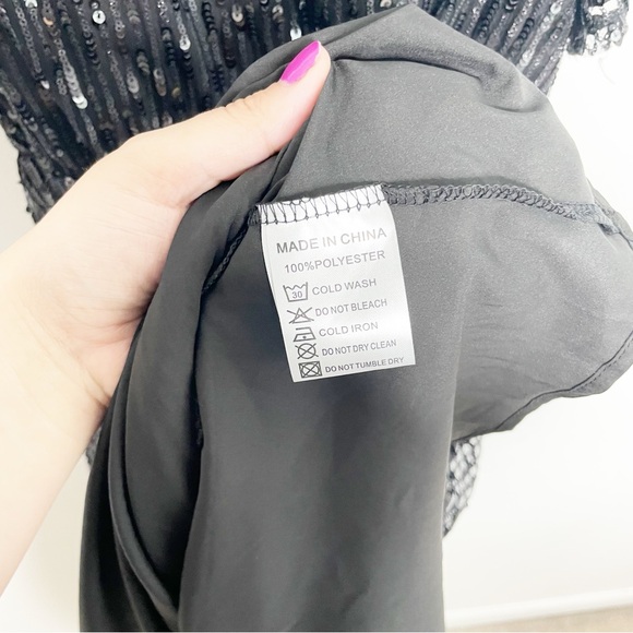 IVY CITY CO Goldie Black Sequin Midi Dress Size XXS - Picture 7 of 9